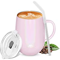 Amazon Brand - Umi Termo Café Reutilizable- Tazas Café de Acero Inoxidable con Asa- Doble Pared Aislado al Vacío- Vaso…